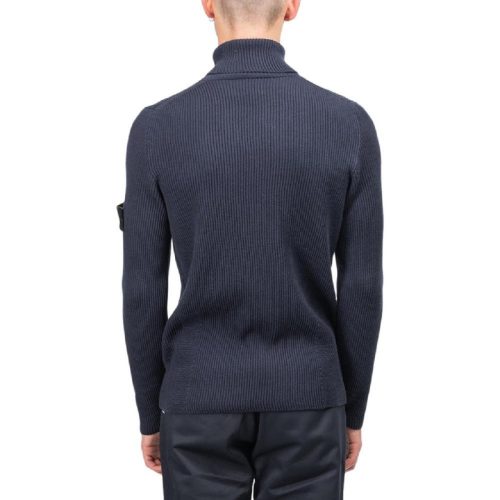 stone island rib wool pullover navy 830914