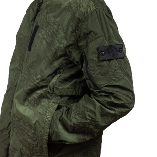 stone island shadow project imprint nylon colarless jacket olive 808980