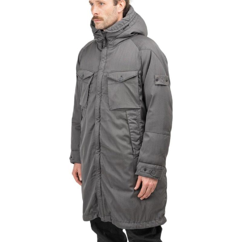 stone island strech wool nylon tc down jacket ghost piece grau 938290