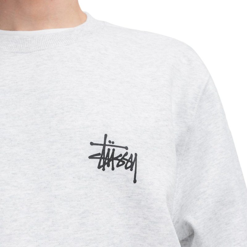 stussy basic crewneck grau 506414