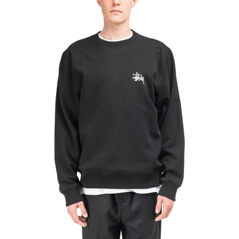 stussy basic crewneck schwarz 777296