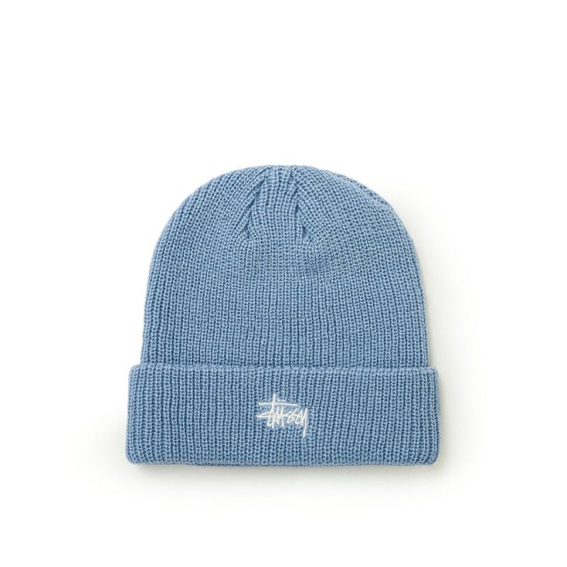 stussy basic cuff beanie blau 442248