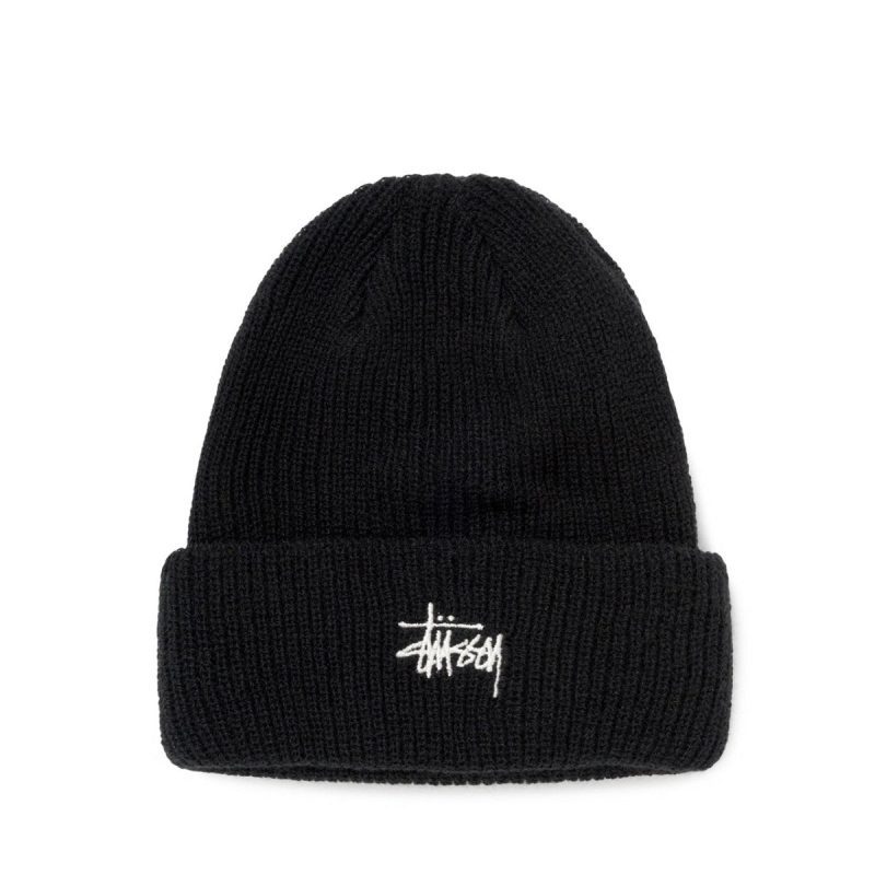 stussy basic cuff beanie schwarz 243040