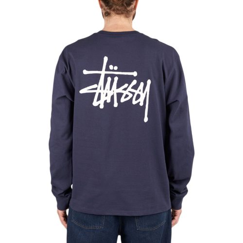 stussy basic longsleeve navy 152177