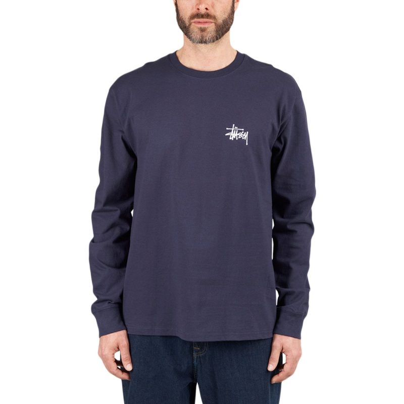 stussy basic longsleeve navy 631215