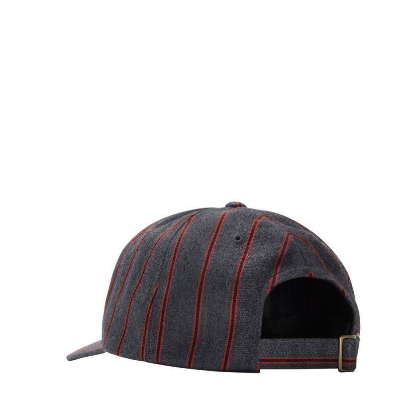 stussy big logo striped low pro cap grau rot 482394