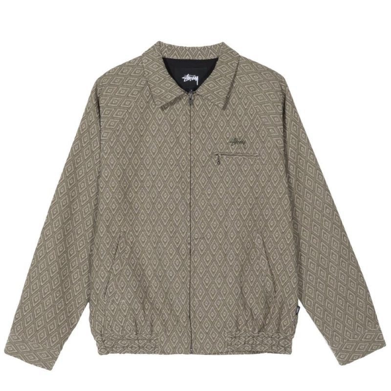 stussy bryan diamond jacket olive 527430