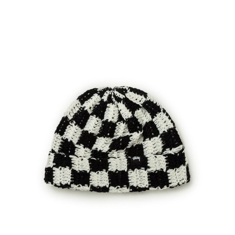 stussy crochet checker beanie schwarz 639399