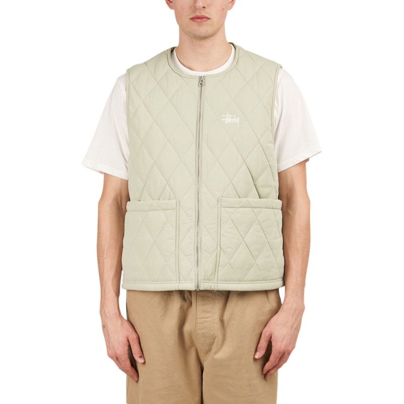 stussy diamond quilted vest salbei 148872