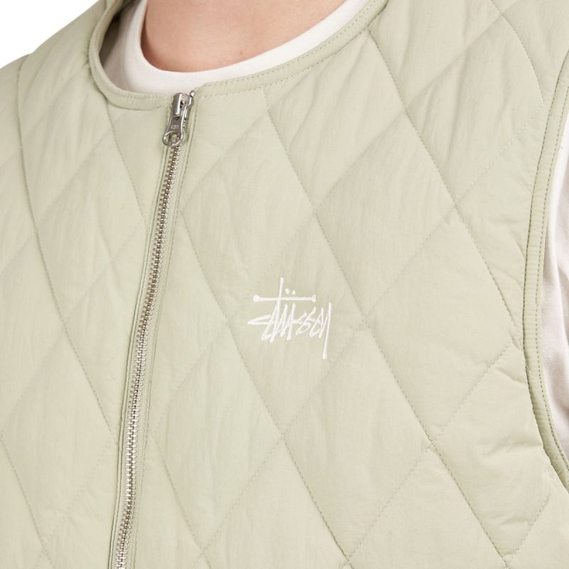 stussy diamond quilted vest salbei 179457