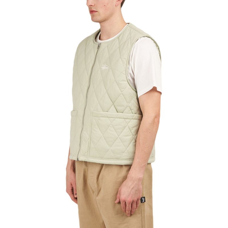 stussy diamond quilted vest salbei 213130