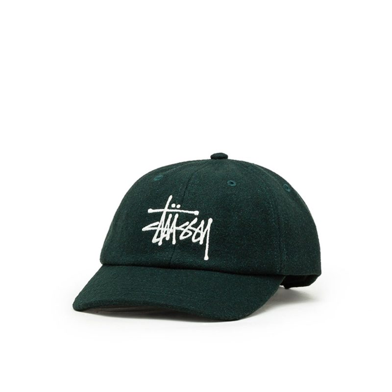 stussy fuzzy wool big stock low pro cap grun 730057