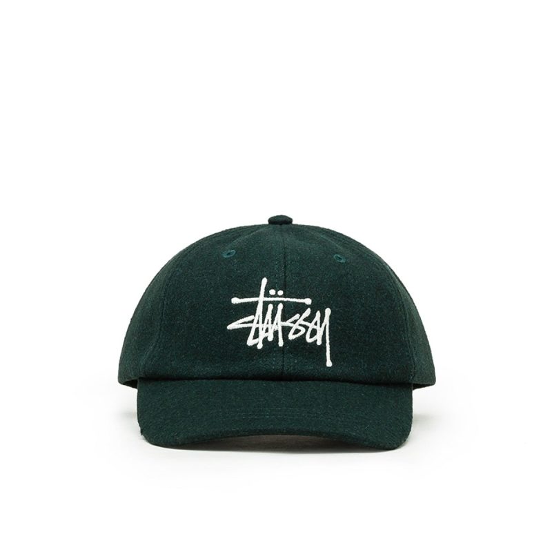 stussy fuzzy wool big stock low pro cap grun 960817