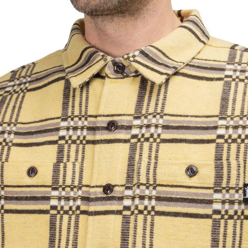 stussy langley plaid shirt khaki beige 791334