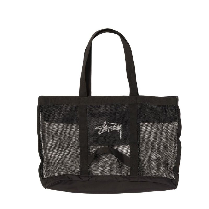 stussy mesh beach tote bag schwarz 536685