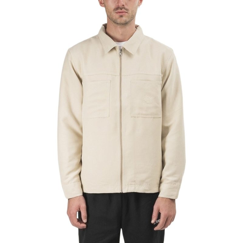 stussy micro suede work shirt beige 549673