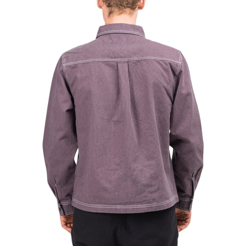 stussy overdyed hickory ls zip shirt lila 262199