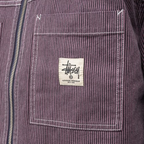 stussy overdyed hickory ls zip shirt lila 642220