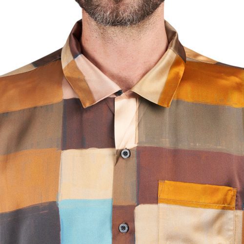 stussy painted check silk shirt bunt 126939