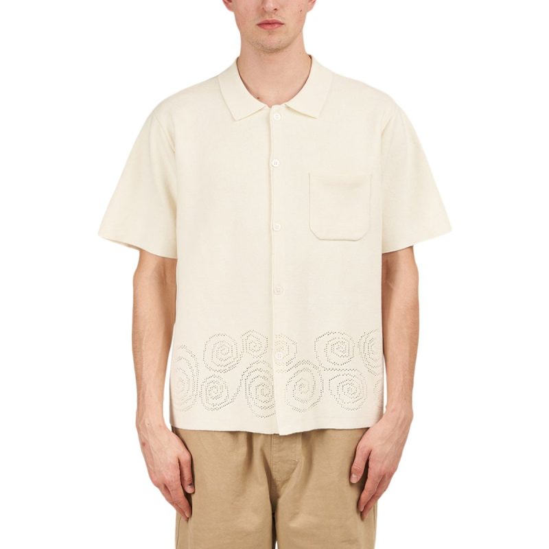 stussy perforated swirl knit shirt beige 484290