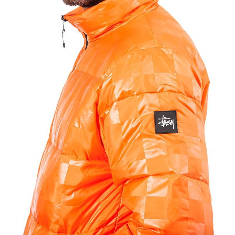 stussy puffer jacket orange 164462