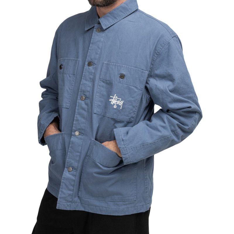 stussy quilted chore coat blau 503269