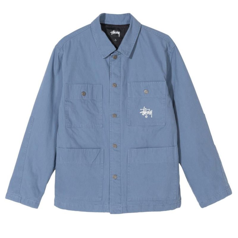 stussy quilted chore coat blau 545632