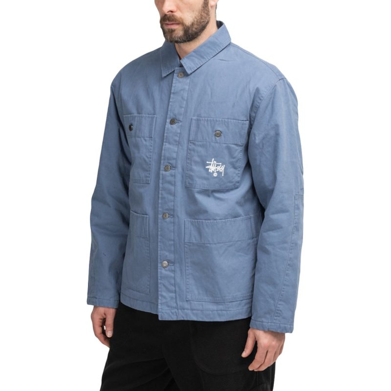 stussy quilted chore coat blau 608731