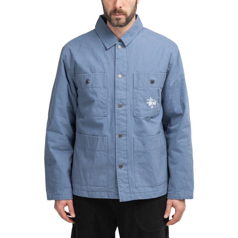 stussy quilted chore coat blau 863641