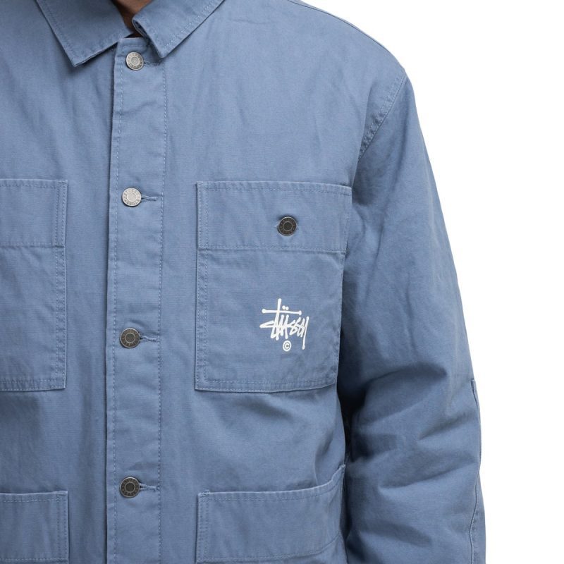 stussy quilted chore coat blau 886438