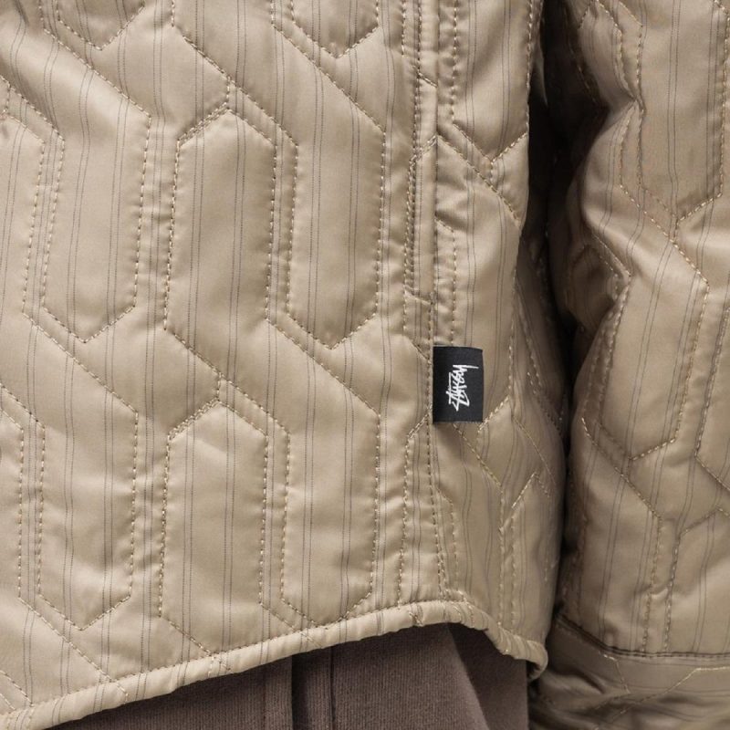 stussy quilted insulated shirt beige 156639