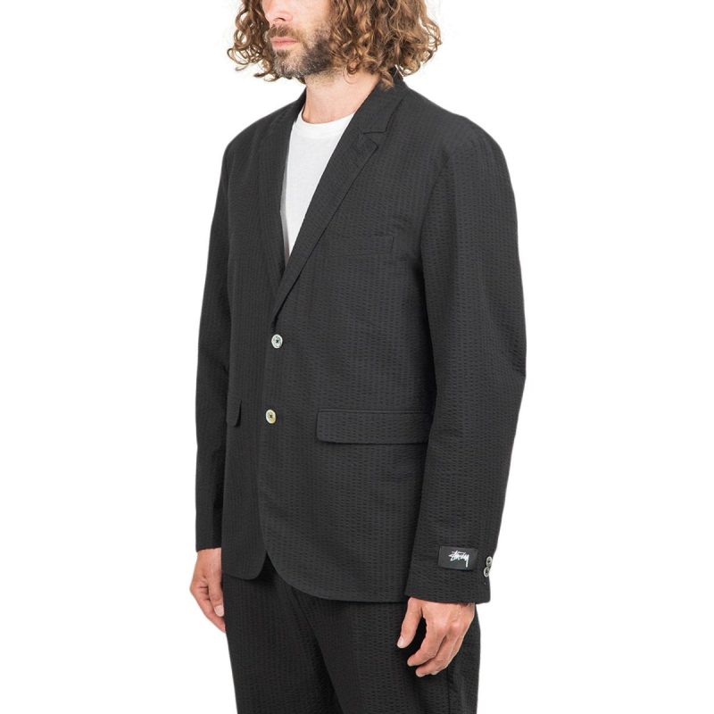 stussy seersucker sport coat schwarz 313227