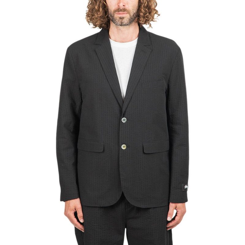 stussy seersucker sport coat schwarz 590662