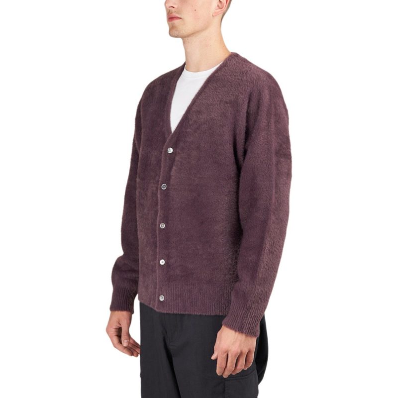 stussy shaggy cardigan aubergine 776234