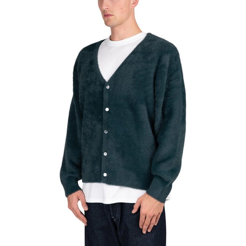 stussy shaggy cardigan dunkelgrun 100315