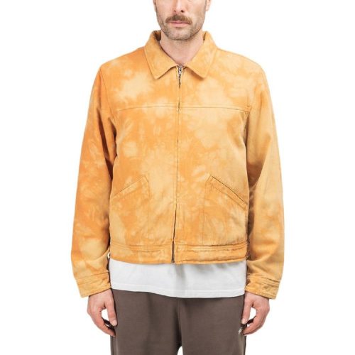 stussy shearling dyed trucker jacket orange braun 208381