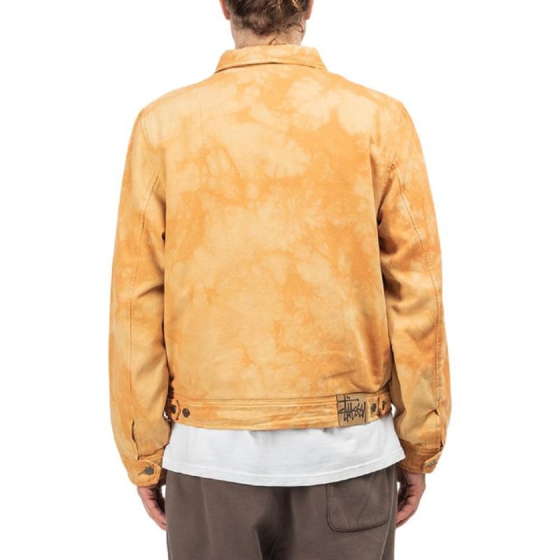 stussy shearling dyed trucker jacket orange braun 237800