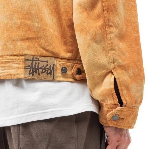 stussy shearling dyed trucker jacket orange braun 401374