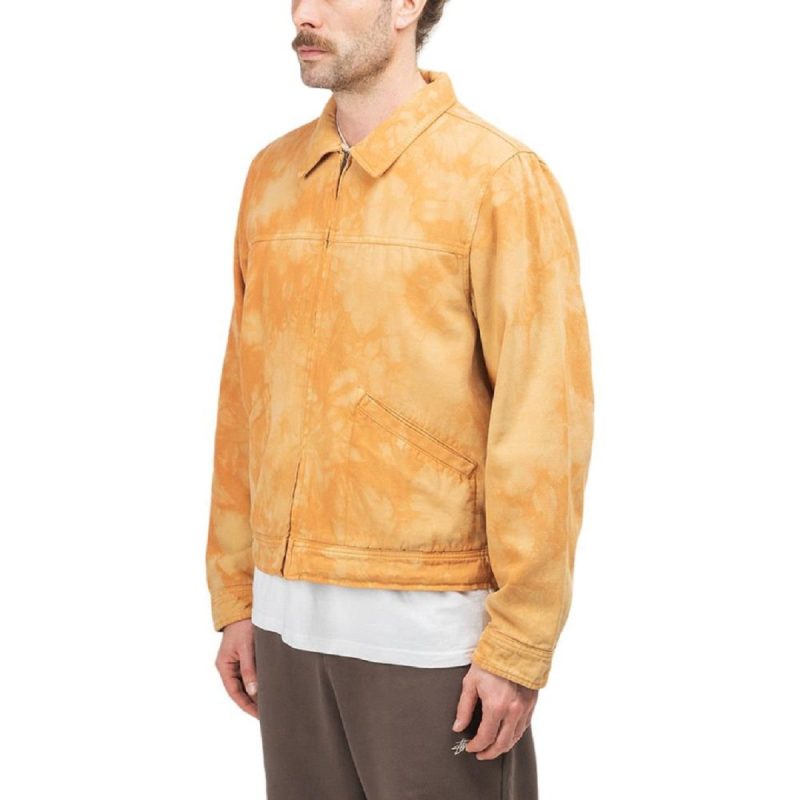 stussy shearling dyed trucker jacket orange braun 677417