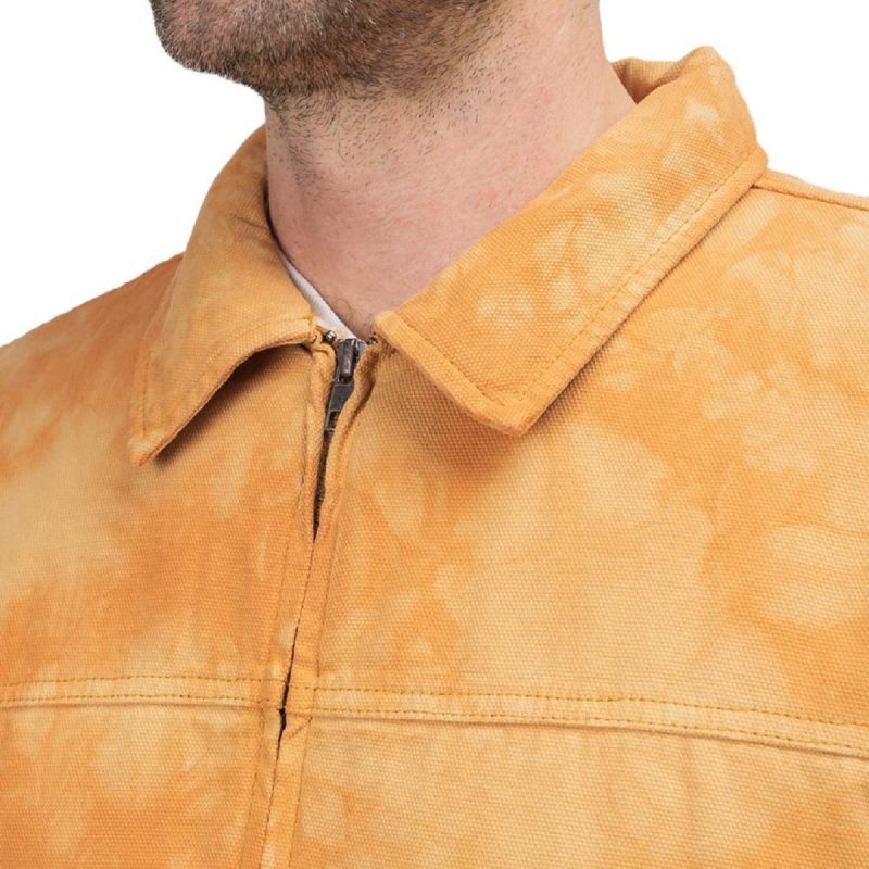 stussy shearling dyed trucker jacket orange braun 909909