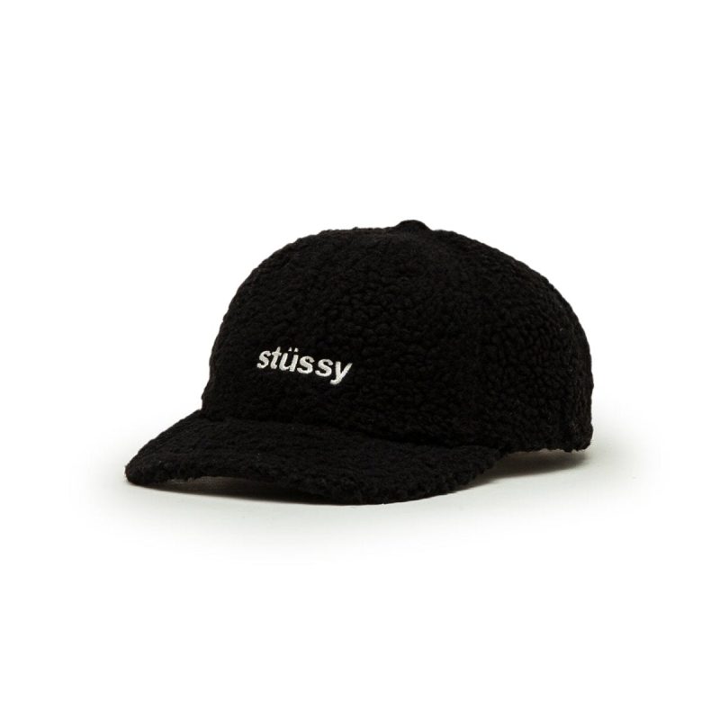 stussy sherpa fleece low pro cap schwarz 195984