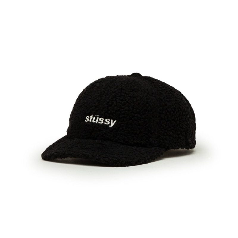 stussy sherpa fleece low pro cap schwarz 463751