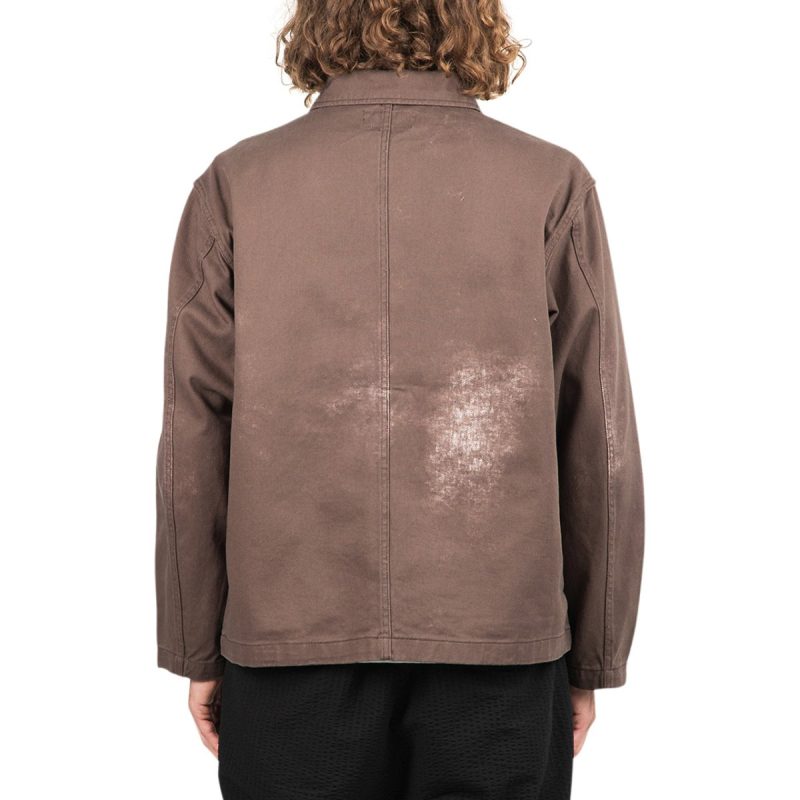 stussy spotted bleach chore jacket braun 109124