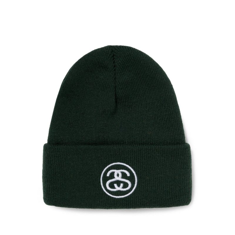 stussy ss link cuff beanie dunkelgrun 251137