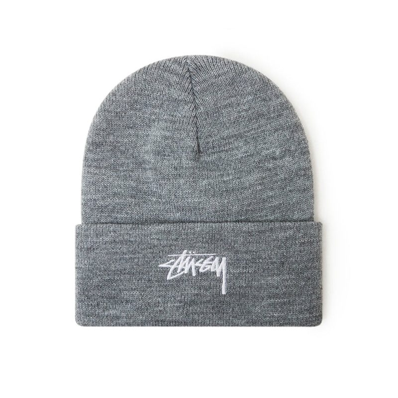 stussy stock cuff beanie grau 604845