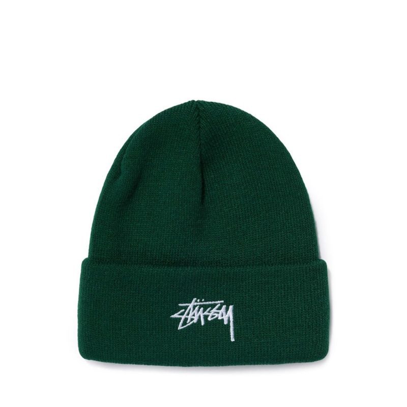 stussy stock cuff beanie grun 323517