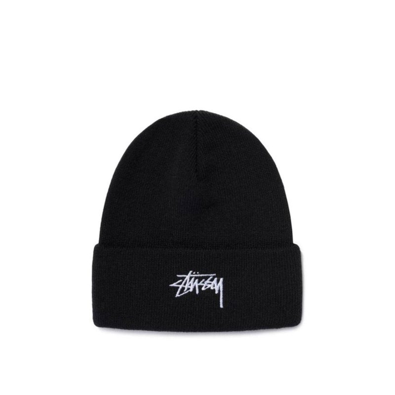 stussy stock cuff beanie schwarz 113888