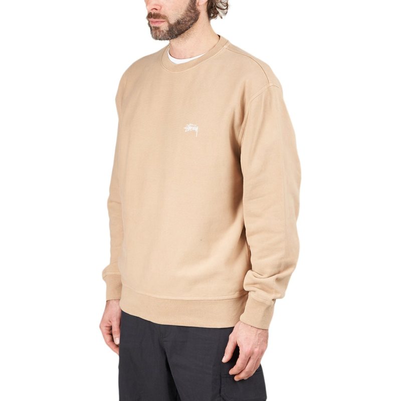 stussy stock logo crew beige 270458