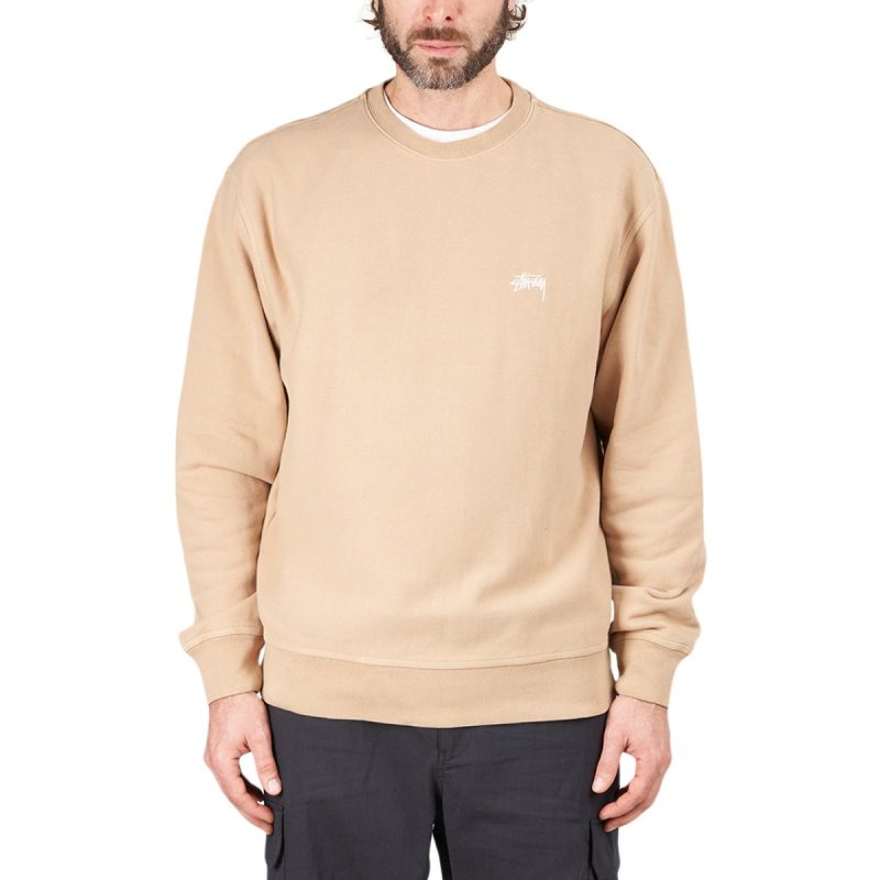 stussy stock logo crew beige 554802