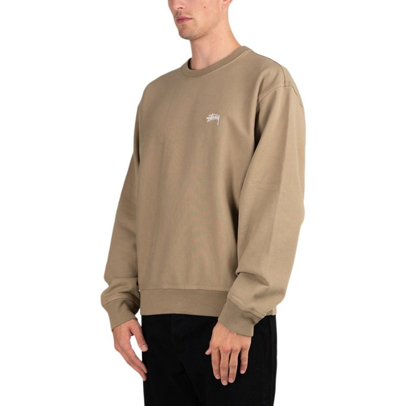 stussy stock logo crew khaki 207174